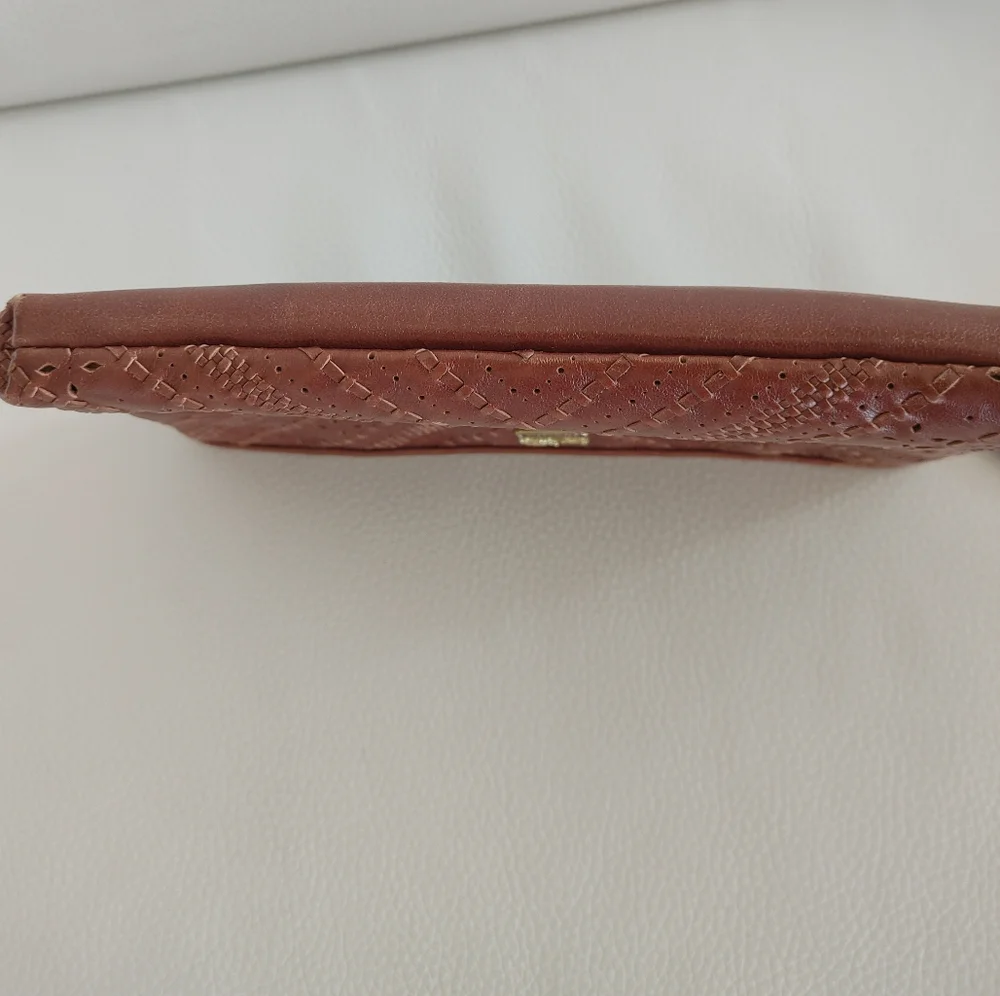 Coach Leather Wristlet with Laser Cut Detail - Rich Brown - OS - Picture 6 of 8